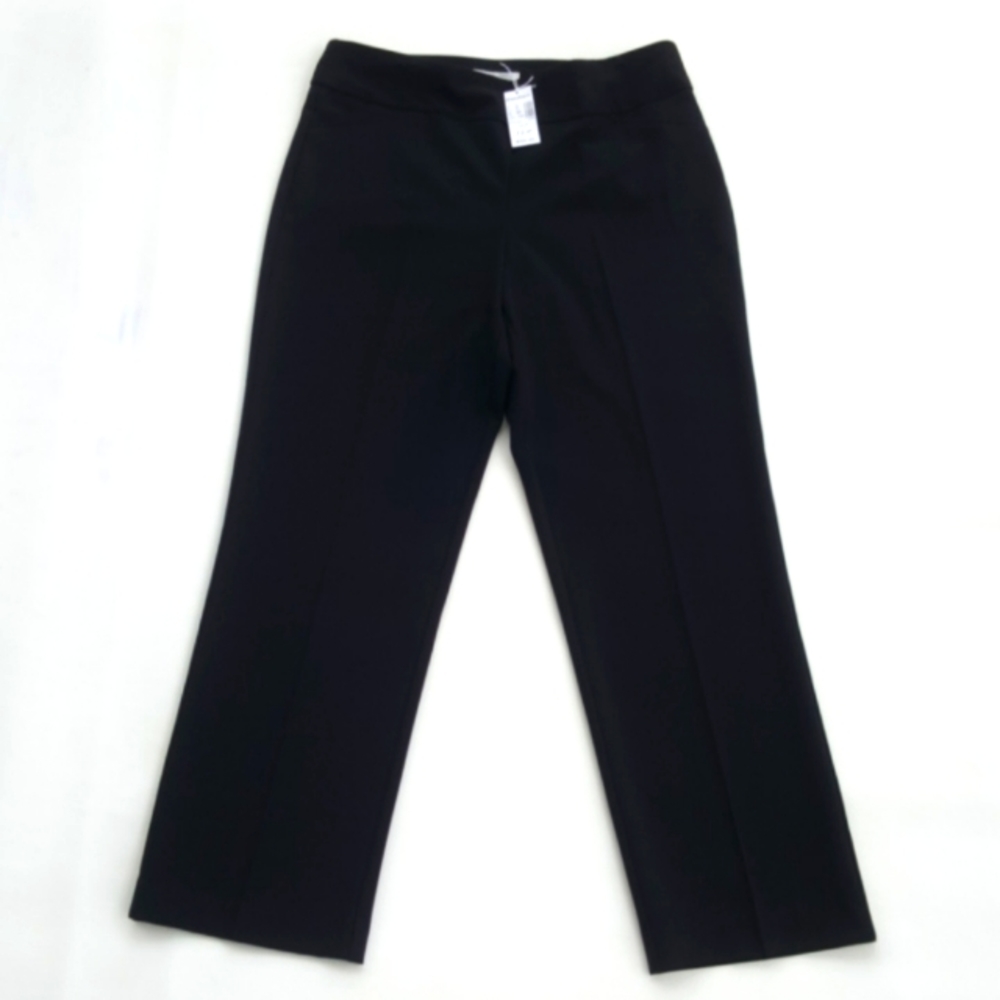 DRESSBARN ♡ NWT Gorgeous Black Sleek Pleated Clasp Zip Crop Dress Pants 12P